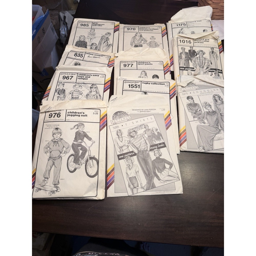 Lot of 12 Vintage Stretch & Sew Patterns Mix Garmets